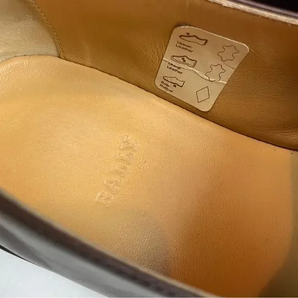Bally Mens Caddo Brown Italian Leather Slip On Loafers Square Toe Sz 8E